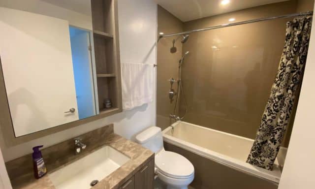 wider view of bathroom